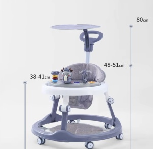 Premergător Copii 6-18 Luni, Pliabil One-Click, Reglabil pe Înălțime, cu Centru de Activități Model Văcuță – Albastru/Gri -Maner Parental - Img 3