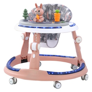 Premergător Roz Multifuncțional,6-24 Luni, cu Mâner Parental, Lumini LED 360°,cu Muzică și Jucării - Img 7