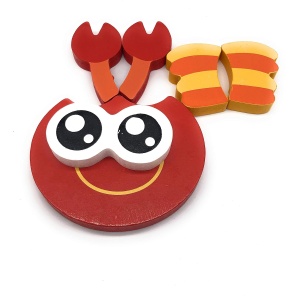 Puzzle din Lemn pentru Copii, Rac, 5 Piese, 15 cmx 15 cm, Multicolor - Img 3