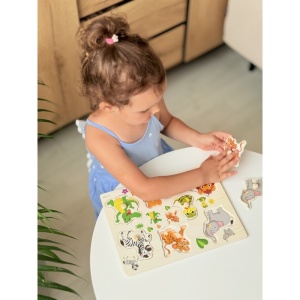 Puzzle Montessori din Lemn, Animale 2 , 7 Piese, Dimensiune 30x22.5 cm - Img 3