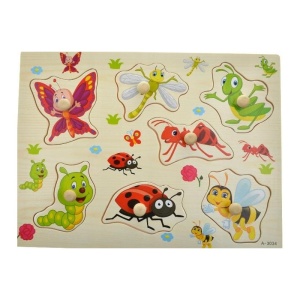 Puzzle Montessori din Lemn, Model Insecte 2, 7 Piese, Dimensiune 30x22.5 cm - Img 2