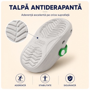 Saboți Copii Tip Crocs din Spumă cu Accesorii Detasabile și Baretă Reglabilă, Gri - Img 6