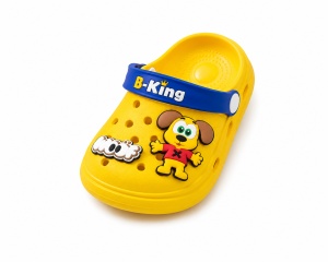 Saboți Copii Tip Crocs din Spumă EVA cu Cățeluș 3D, Baretă Reglabilă, Talpă Antiderapantă, Galben