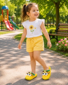 Saboți Copii Tip Crocs din Spumă EVA cu Girafă 3D, Baretă Reglabilă, Talpă Antiderapantă, Galben - Img 10