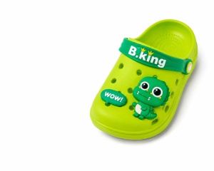 Saboți Copii Verzi cu Mode Dinozaur Verde, Spumă, Antiderapanți, Bareta Reglabilă