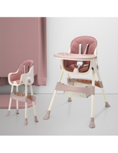 Scaun de Masa Bebe, Multifunctional, Mixbo, cu Tavita Reglabila si Detasabila, Husa Lavabila, Roz, 6-36 luni - Img 2
