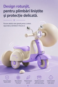Scooter Mov pentru Copii cu 3 Roți, Far LED, Direcție 135° și Compartiment Depozitare – Ride-On pentru Copii 1-6 Ani - Img 4