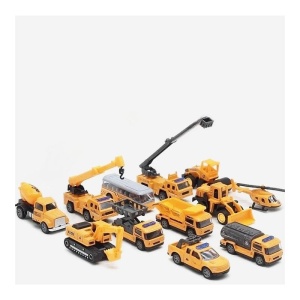 Set 3 Masinute Inginerie, Model 2, Galben, Plastic si Metal, 8 cm, 3 ani+ - Img 2