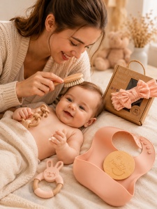 Set Cadou Nou-Nascut, Pentru Dentitie, Baby Pink - Img 2