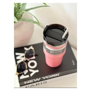 Termos Adulti, Otel Inoxidabil, cu Pai, Roz, 600 ml