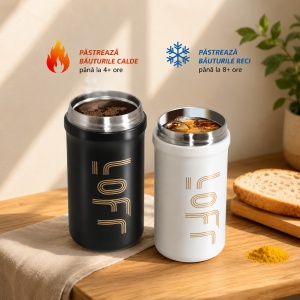 Termos pentru Adulti, cu Pai, Negru mat, 600 ml - Img 3