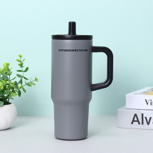 Termos pentru Adulti, cu Pai si Maner, Gri Mat, 750 ml