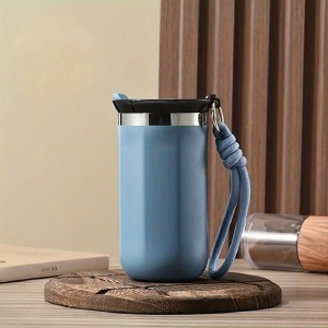 Termos pentru Cafea, cu Maner, Otel Inoxidabil, Bleu, 350 ml - Img 2