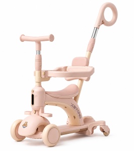 Trotinetă 3 în 1 pentru Copii 1-12 Ani cu Ghidon Reglabil, Ride-On și Bicicletă de Echilibru, Alb-Roz