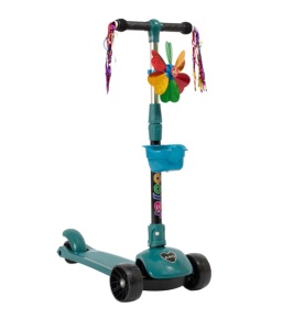 Trotineta Copii Scooter Pliabila 3 - 8 Ani, Ghidon Reglabi, Autoechilibrare, Verde