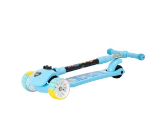 Trotineta Pliabila cu Luminite, Cosulet, Ghidon Reglabil, Albastru - Img 2