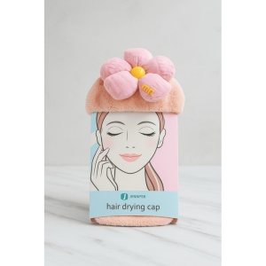 Turban de Uscare a Parului, Roz, Pufos, Model cu Floare - Img 2
