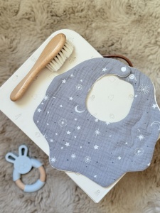 Baveta Textila, Muselina, Reglabila, Crem cu Stelute, 39A - Img 2
