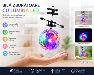 Bila Zburatoare LED cu Infrarosu, Boomerang, USB, Multicolor