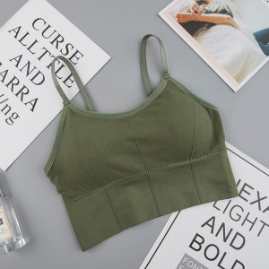 Bustiera Sport pentru Dama, cu Bretele Reglabile si Spatele Gol, Fara Cusaturi, Model Push Up, Verde