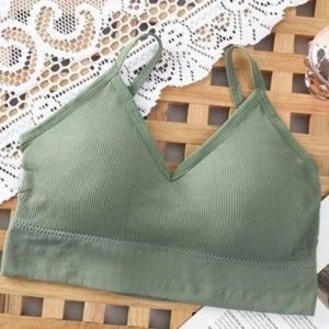 Bustiera Sport pentru Dama, cu Bretele si Spatele Gol, Fara Cusaturi, Model Push Up, Marime S/M, Verde