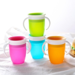 Cana Antrenament Bebelusi 360 Miracle, Cu Manere, 6 luni+, Antipicurare, BPA Free, Portocaliu, 207ml - Img 2
