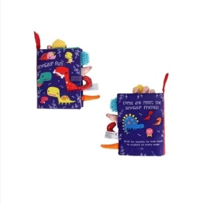 Carte Senzoriala pentru Bebelusi, Material Textil, Dinozauri, Multicolor, 8pg - Img 4