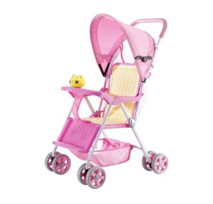 Carucior Pentru Copii, Ultracompact, Model Sport, Roti Duble, Roz