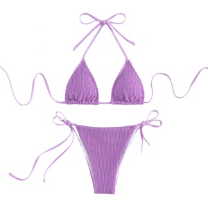 Costum de Baie, Doua Piese, Creponat, Lavander Vibe