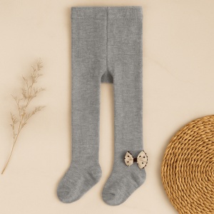 Dres cu Talpa Pentru Copii, Gri Deschis, cu Funda Buline, Bumbac Gros