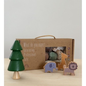Jucarie de Stivuire Montessori, Animale, Padure si Forme Geometrice, Lemn, 36 Piese, 3 ani + - Img 2