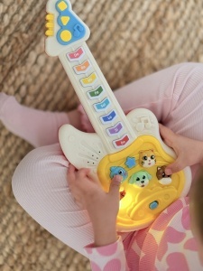 Jucarie Interactivă Chitară, cu Sunete și Lumină, Plastic, Galben, 3 ani+ - Img 4