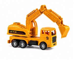 Jucarie Masinuta Tracker Excavator pentru Baieti, Galben, 17 cm, Plastic - Img 1