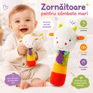 Jucarie Multicolora pentru Bebe 6 - 12 Luni, cu Sunete, Plus, Oita - Img 4