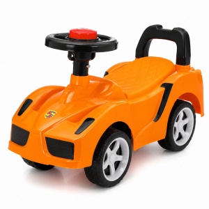 Mașinuță de Împins pentru Copii Tip Sport, cu Volan, Spătar cu Mâner și 4 Roți, Portocaliu-Negru,12 luni +