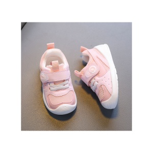Pantofi Copii Stil Adidași, cu Elastic și Scai, Branț Moale, Talpă din Cauciuc, Roz Pal - Img 9