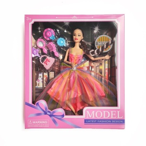 Papusa Fashionista cu par lung Gri, 6 Accesorii, 30 cm, 3 ani + - Img 2