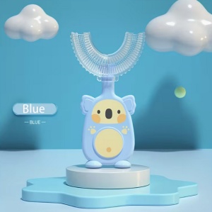Periuta de dinti pentru Copii, Manuala, Silicon si Plastic, 10 cm, Koala Bleu, 2 ani+ - Img 7