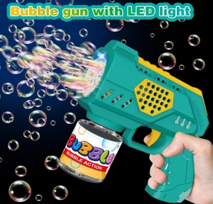 Pistol Automat pentru Baloane de Săpun Bubble Blaster Verde, Lumini LED, Funcționare pe Baterii - Img 4