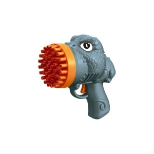 Pistol De Facut Baloane de Sapun, Recipient, Solutie, 44 orificii, Dinozaur, Gri