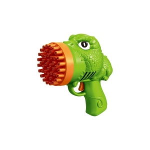 Pistol De Facut Baloane de Sapun, Recipient, Solutie, 44 orificii, Dinozaur, Verde