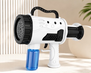 Pistol pentru Baloane de Săpun Model Vector Negru-Alb, cu Lumini LED, Funcționare pe Baterii - Img 4