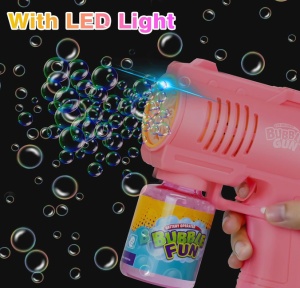 Pistol Roz pentru Baloane de Săpun Bubble Blaster, cu Efecte Luminoase LED, Funcționare pe Baterii - Img 5