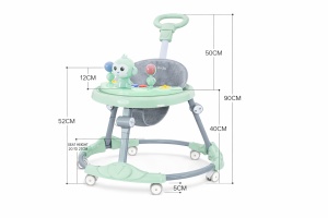 Premergător Bebe Pliabil, 6-18 Luni, Reglabil pe 6 Niveluri, cu Centru de Activități Model Maimuță, Verde/Gri - Maner Parental - Img 4