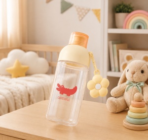 Recipient pentru Apa, Crem, Sticla, Model Crocodile si Floare, 450 ml - Img 3