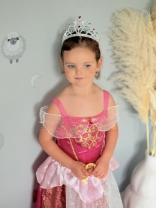 Rochie Fetite Carnaval, Printesa, Tull/Saten, Fucsia si Roz, Sclipici Argintiu - Img 5