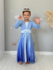 Rochie Fetite pentru Carnaval model Regina Ghetii, Saten si Voal, Albastru - Img 3