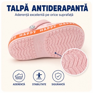 Saboți Copii Tip Crocs din Spumă cu Accesorii 3D Detașabile, Baretă Reglabilă, Talpă Antiderapantă, Roz - Img 6