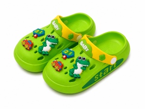 Saboți Copii Tip Crocs din Spumă EVA cu Dino Baby 3D și Accesorii Decorative, Baretă Reglabilă, Talpă Antiderapantă, Verde - Img 9