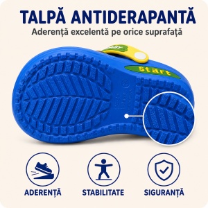 Saboți Copii Tip Crocs din Spumă EVA cu Dino Baby 3D și Accesorii Decorative, Baretă Reglabilă, Talpă Antiderapantă, Albastru - Img 5